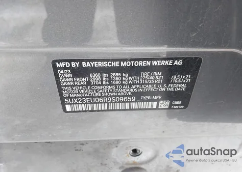 2024 BMW X5 xDrive40I from USA, damaged, VIN 5UX23EU06R9S09659